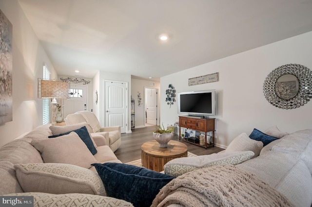 10883 Farmerfield St, Milford, DE 19963 - living room featuring baseboards, wood finished floors, and recessed lighting