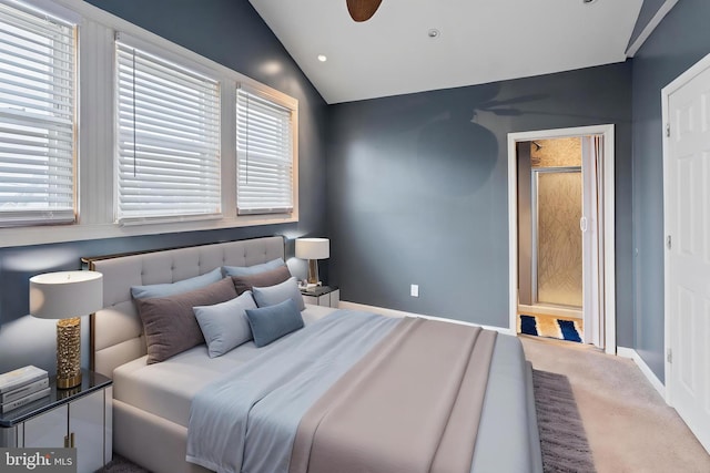 4626 Kavon Ave, Baltimore, MD 21206 - bedroom with multiple windows, carpet, vaulted ceiling, and baseboards