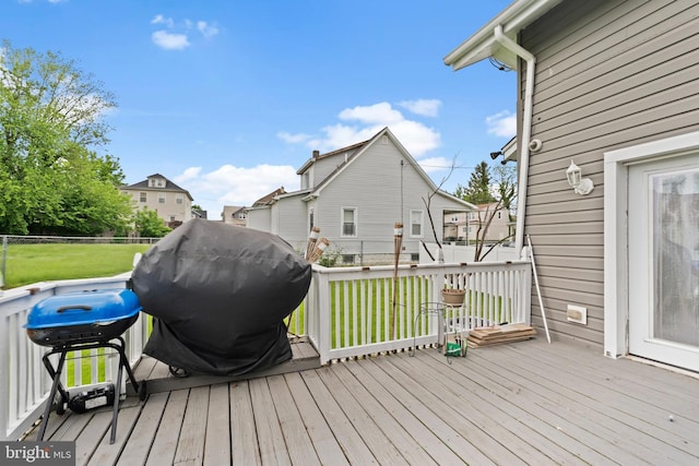 4626 Kavon Ave, Baltimore, MD 21206 - deck featuring fence, a residential view, a lawn, and grilling area