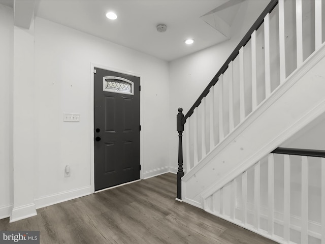 3833 Reisterstown Rd, Baltimore, MD 21215 - entryway with stairs, recessed lighting, baseboards, and wood finished floors