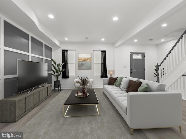 3833 Reisterstown Rd, Baltimore, MD 21215 - living area featuring recessed lighting and wood finished floors