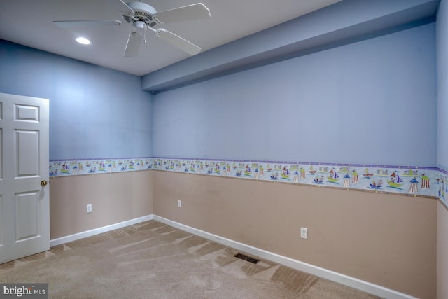 11 Marina View Ct Unit A-6, Bethany Beach, DE 19930 - carpeted empty room featuring baseboards, ceiling fan, recessed lighting, and visible vents