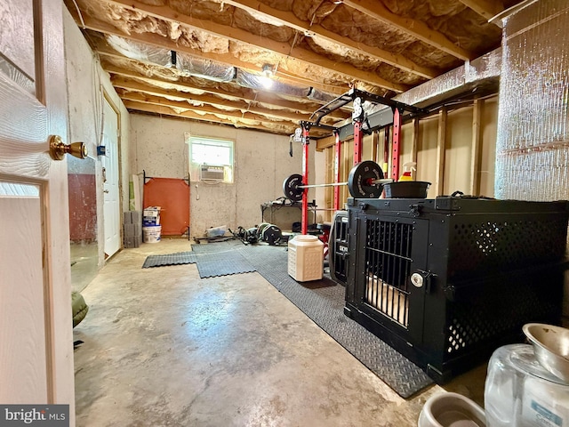 below grade area featuring cooling unit