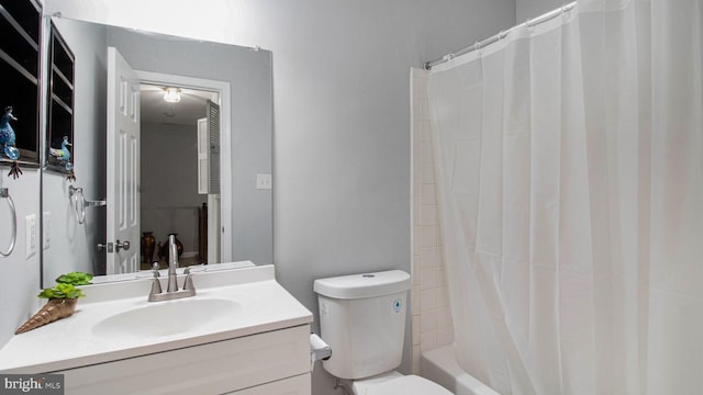 46932 Trumpet Cir, Sterling, VA 20164 - bathroom with toilet, vanity, and shower / bath combination with curtain
