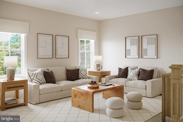 living area featuring a healthy amount of sunlight
