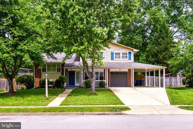 8916 Battery Rd, Alexandria, VA 22308 - split level home featuring brick siding, an attached garage, driveway, and a carport