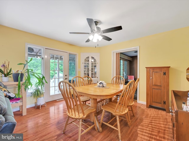 24 Keeler Ave, Stevens, PA 17578 - dining room featuring french doors, a ceiling fan, and light wood-style flooring