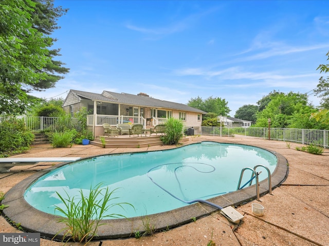24 Keeler Ave, Stevens, PA 17578 - view of swimming pool with a wooden deck and a diving board