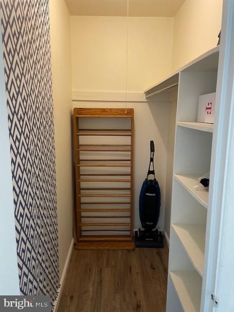 spacious closet with wood finished floors