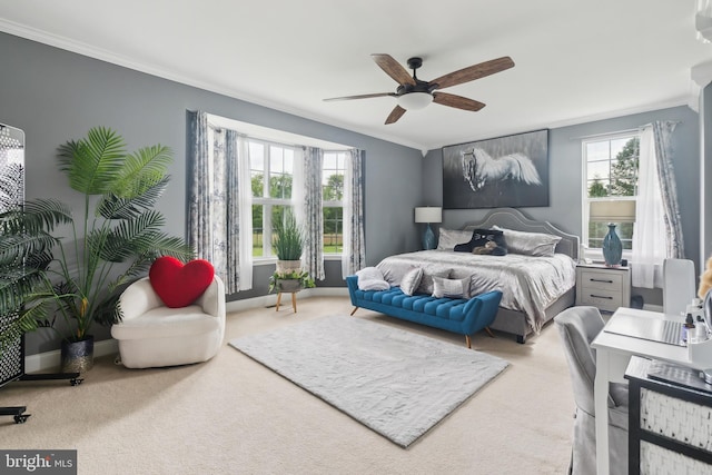 812 Lincoln Rd, Mullica Hill, NJ 08062 - bedroom featuring carpet, ornamental molding, ceiling fan, and baseboards