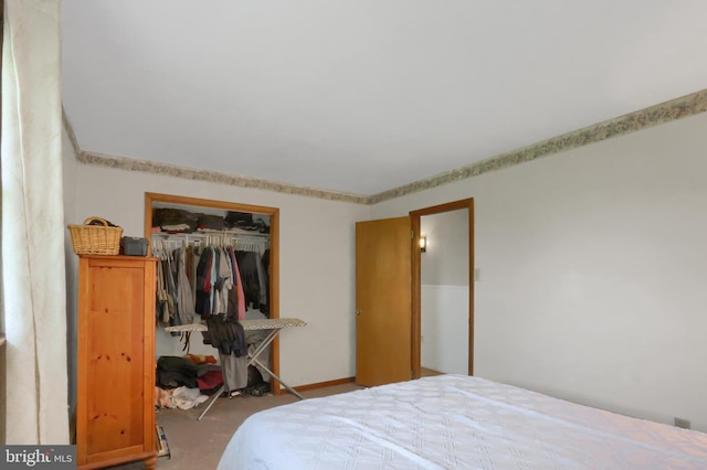 carpeted bedroom featuring a closet