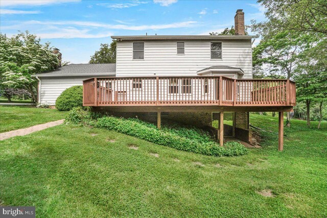 3903 Thrasher Ct, Monrovia, MD 21770 - rear view of house with a yard, a chimney, and a deck