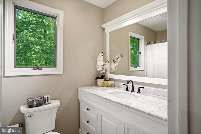 full bathroom featuring vanity and toilet