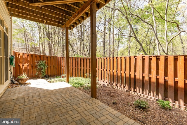 view of patio with a fenced backyard