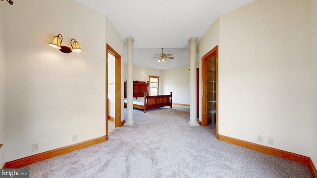 28342 Discount Land Rd, Laurel, DE 19956 - corridor featuring ornate columns, carpet flooring, and baseboards