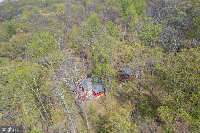 bird's eye view with a view of trees