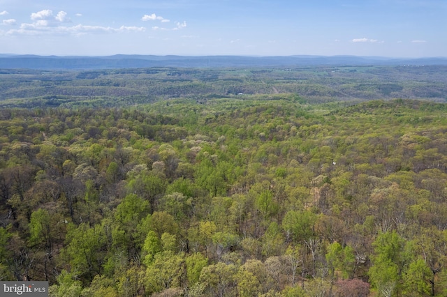 bird's eye view with a mountain view and a forest view