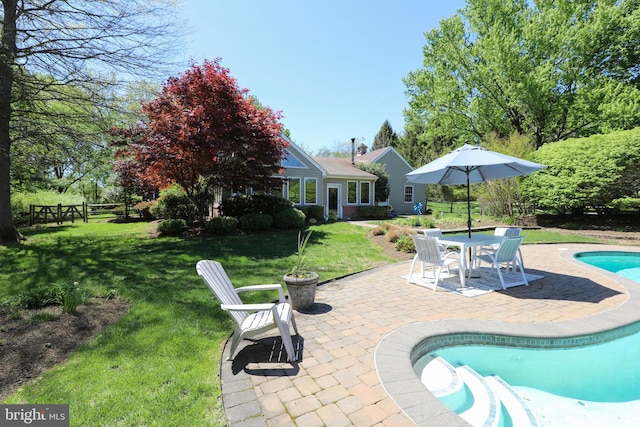 1701 Holicong Rd, New Hope, PA 18938 - pool featuring a yard, a patio, and fence