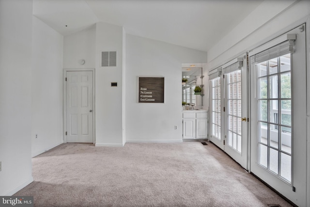 4223 N Carlin Springs Rd, Arlington, VA 22203 - carpeted empty room with high vaulted ceiling and french doors