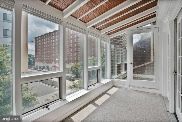 4223 N Carlin Springs Rd, Arlington, VA 22203 - unfurnished sunroom with carpet floors and beamed ceiling