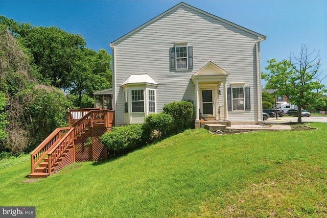 330 Timberbrook Ct, Odenton, MD 21113 - back of house featuring a lawn, a deck, and stairs