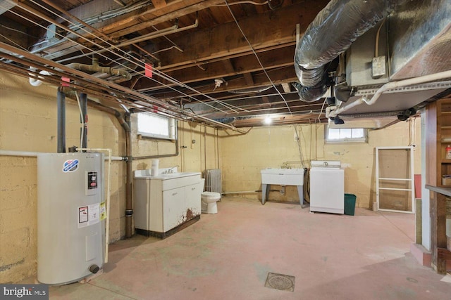 103 Pleasure Rd, Lancaster, PA 17601 - below grade area with a sink, washer / clothes dryer, and water heater