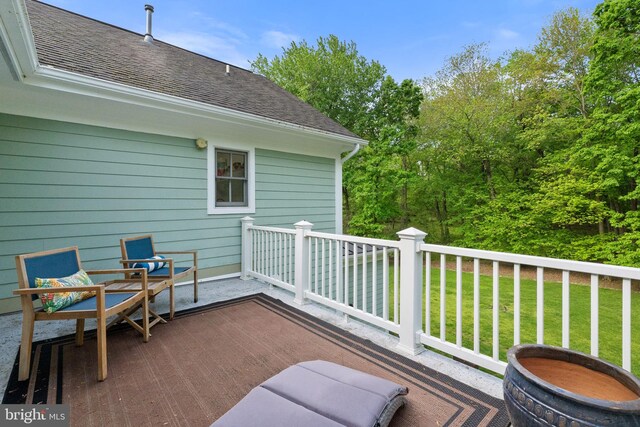 deck with a lawn