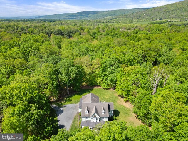 drone / aerial view featuring a view of trees