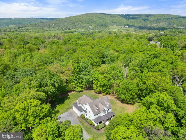 aerial view with a forest view