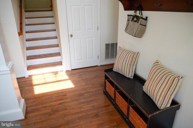 2725 Shelburne Rd, Downingtown, PA 19335 - interior space featuring baseboards, stairs, wood finished floors, and visible vents