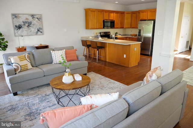 2725 Shelburne Rd, Downingtown, PA 19335 - living area featuring recessed lighting and dark wood-style floors