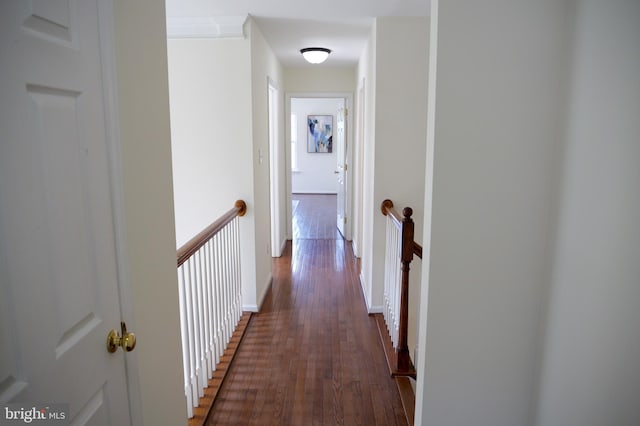 2725 Shelburne Rd, Downingtown, PA 19335 - hall with dark wood-type flooring and an upstairs landing