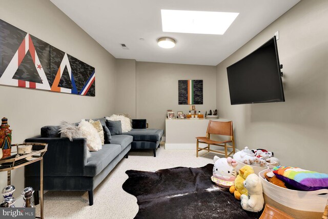 1341 Maryland Ave NE Unit 103, Washington, DC 20002 - living area with carpet flooring and a skylight