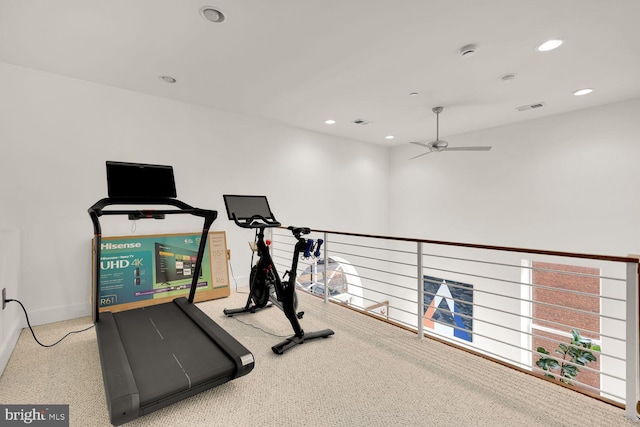 1341 Maryland Ave NE Unit 103, Washington, DC 20002 - exercise room featuring baseboards, visible vents, recessed lighting, and ceiling fan