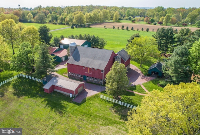 aerial view featuring a rural view