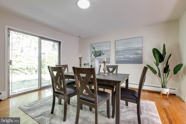 dining space with light wood finished floors