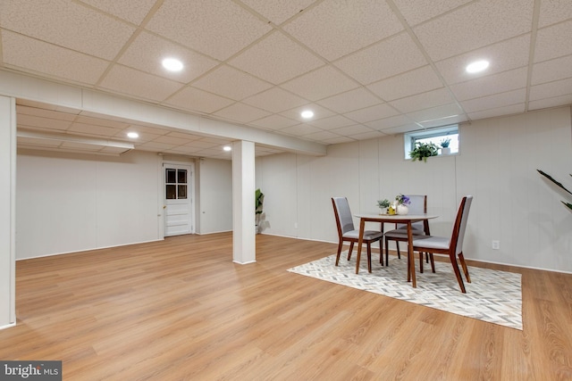 dining area featuring recessed lighting and light wood-type flooring