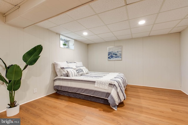 bedroom featuring recessed lighting, baseboards, and light wood finished floors