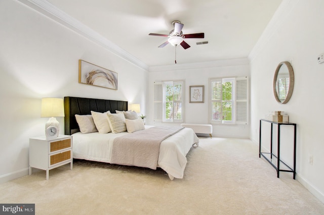 7820 Elsinore Dr, Manassas, VA 20112 - bedroom featuring crown molding, baseboards, visible vents, and carpet floors