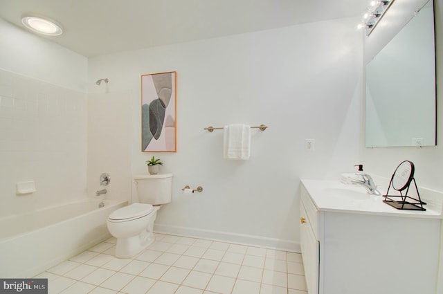 7820 Elsinore Dr, Manassas, VA 20112 - bathroom with tile patterned floors, baseboards, vanity, toilet, and shower / bathtub combination