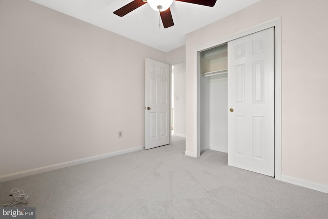 6915 Compton Valley Ct, Centreville, VA 20121 - unfurnished bedroom featuring ceiling fan, a closet, baseboards, and light carpet