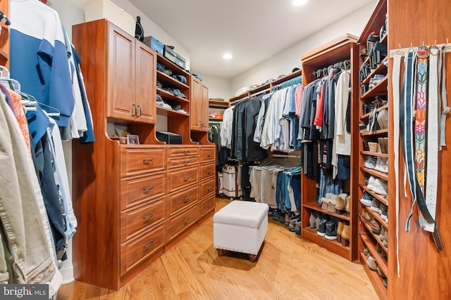 walk in closet featuring light wood-type flooring