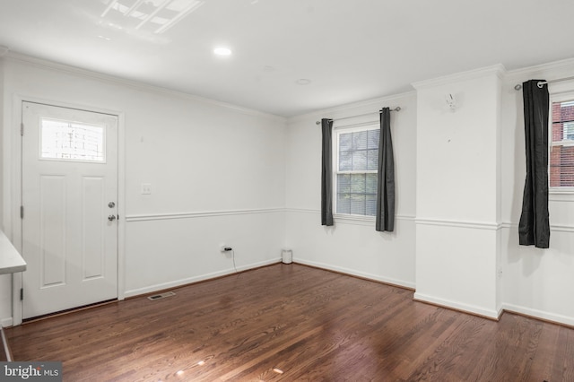 2124 Weber Dr, District Heights, MD 20747 - entryway with ornamental molding, wood finished floors, visible vents, and plenty of natural light