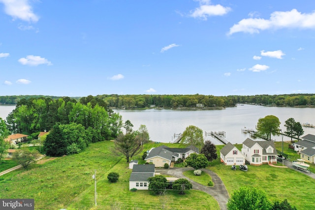 bird's eye view featuring a water view