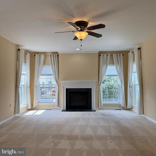 103 Claude Ct SE, Leesburg, VA 20175 - unfurnished living room featuring plenty of natural light, a ceiling fan, and carpet