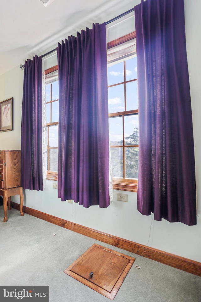interior space featuring baseboards and carpet