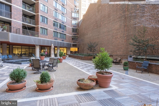 view of community featuring a patio