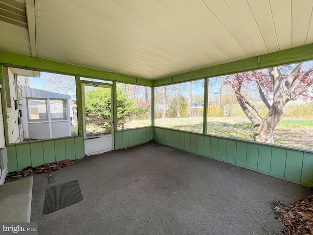 view of unfurnished sunroom