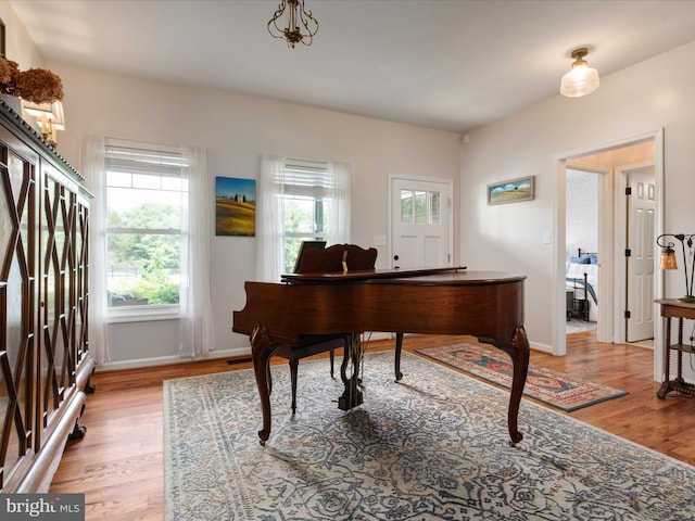 interior space featuring baseboards and light wood-style flooring