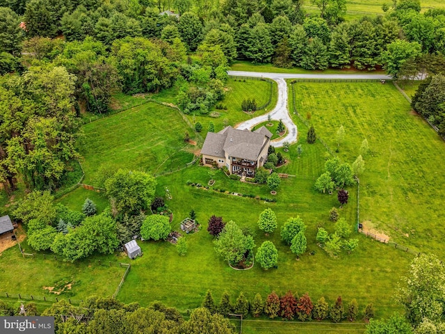 drone / aerial view with a rural view